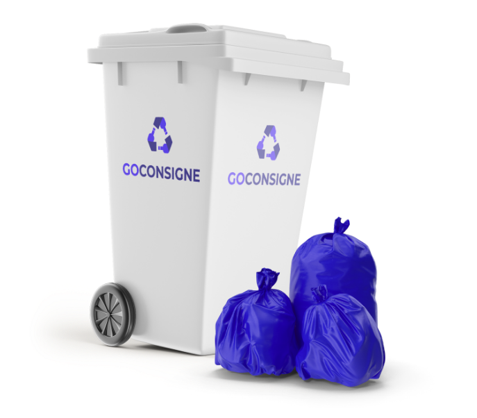 White bin with two recycling bags